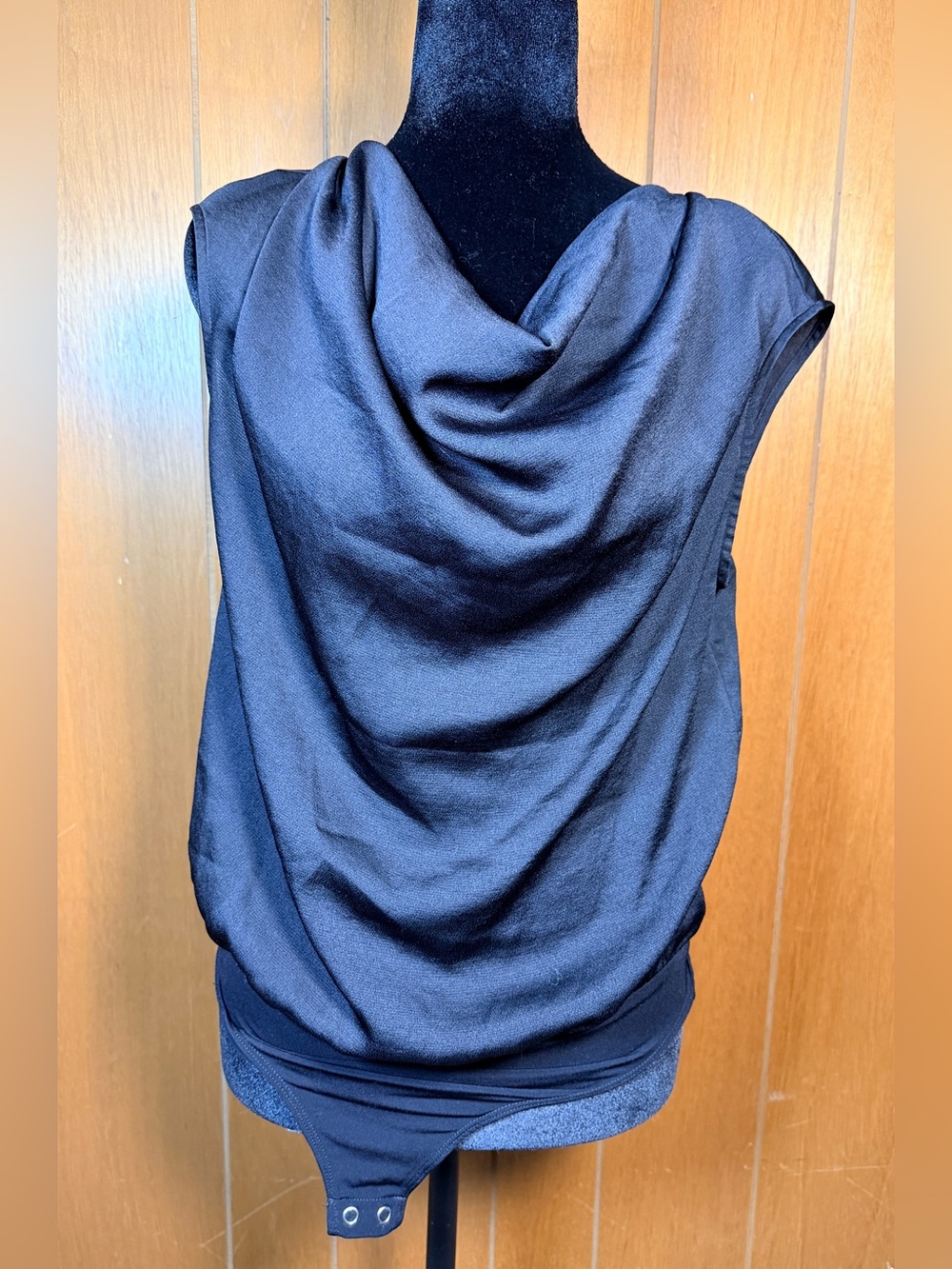 Express Black Draped Cowl Neck Sleeveless Bodysuit Top Size S